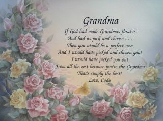 Grandma Personalized Poem Birthday or Christmas Gift