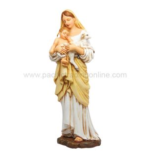Madonna with Baby Jesus and Lamb Statue Figurine Virgin Mary Catholic