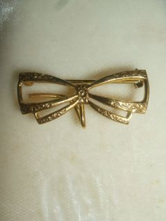 Vintage Beautiful 1 20 10K Gold Filled Bow Brooch Marked