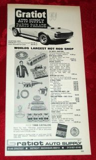 1968 Gratiot Auto Supply Detroit Michigan Original Ad