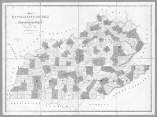 1839 KY Map Halfway Hammonville Hardinsburg Hardshell Harlan Kentucky