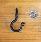 Small Hand Forged Wrought Iron Screw Hooks Singles