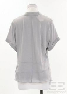 Helmut Lang Grey Satin Knit Button Up Top Size M