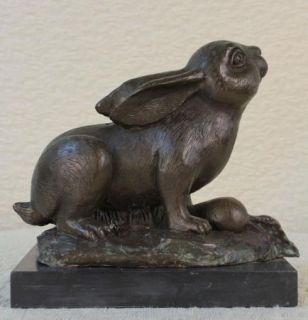 Statue Rabbit Hare Hunting Art Deco Style Art Nouveau Style Bronze Hot