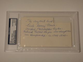 Earle Greasy Neale PSA DNA Signed Index Card with Incredible