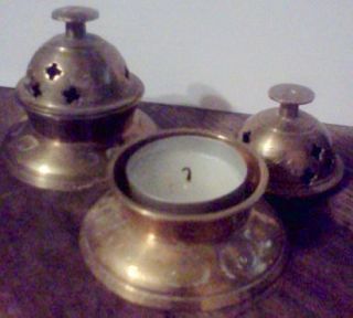Pair of Brass Bell Top Incense Burners can use Tea Lites too 255 8