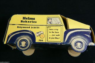 Vintage Helms Bakeries Bread Paper Truck Car Cardboard