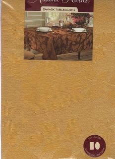 New Autumn Harvest Damask Tablecloth 60x84 Oblong Gold