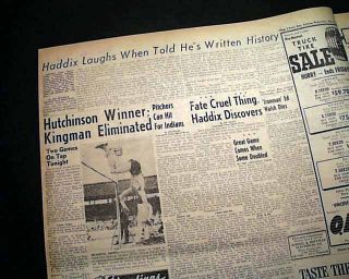 Harvey Haddix Perfect Game Loss Pirates 1959 Newspaper