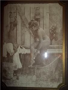 vintage r hendrickson woman in bath sepia print