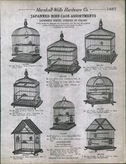 1912 AD Hendryx Style Brass Enameled Bird Cages