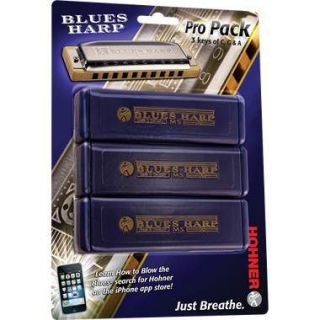 New Hohner Blues Harp Pro Pack 3 Harps A C G Harmonica New in Package