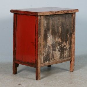 Antique Red Lacquer Small Chinese Cabinet Sideboard C 1780 1820