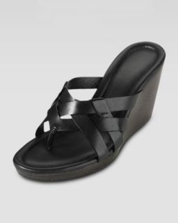 Bonnie Strappy Wedge Thong Sandal, Black