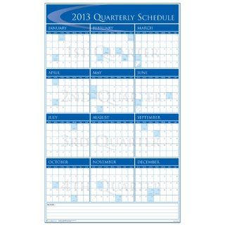 2013 Quarterly   Vertical Wall Calendar   Blue Office