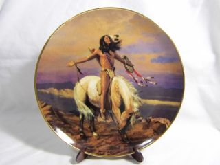 Franklin Mint Spirit of The Skies Hermon Adams Indian Plate 24K Gold