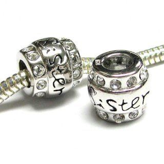 Queenberry Sterling Silver Sister SiS Cz Bead For Pandora