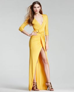Roberto Cavalli Faux Wrap Gown, Yellow   