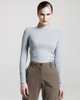 Brunello Cucinelli Long Sleeve Ribbed Jersey Tee   