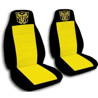 Front and Rear,Black and Yellow Robot seat covers for a 2010 Suzuki