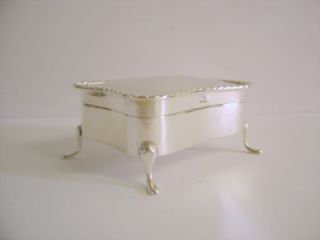 Good Quality Antique Solid Silver Jewellery Box Birmingham 1907