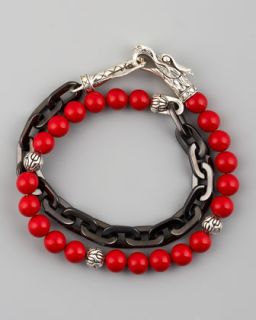 N1P11 John Hardy Naga Coral & Chain Wrap Bracelet