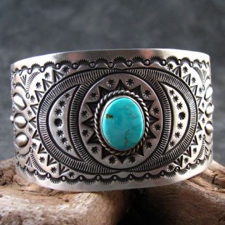 Navajo Herman Smith No 8 Turquoise Revival Bracelet