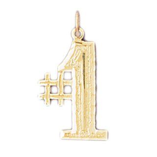 14K Yellow Gold #1, Number One Pendant Jewelry