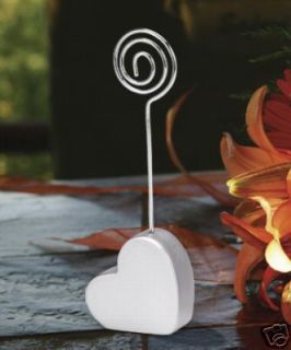 96 Silver Heart Place Card Holders Wedding Favors