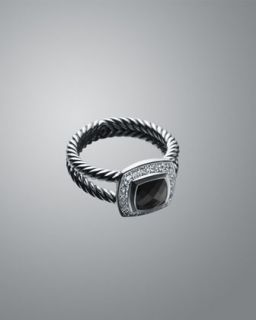 Y03HU David Yurman Petite Albion Ring, Black Onyx, 7mm