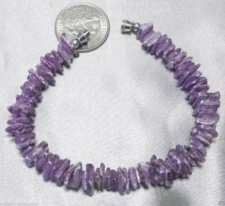 Shades of Lilac Purple Freeform Glass Chip 8 Bracelet