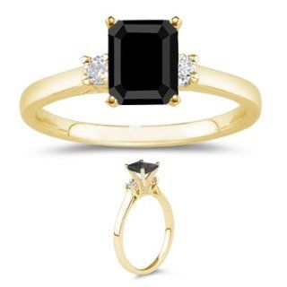  White Diamond Classic Three Stone Ring in 14K Yellow Gold 7.5 Jewelry