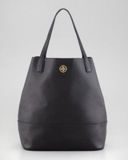Michelle Leather Tote Bag, Black
