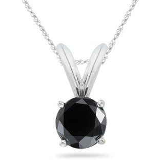 50 Cts Black Diamond Solitaire Pendant in 18K White Gold: Jewelry