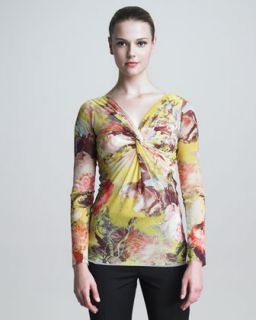 B20KM Jean Paul Gaultier Long Sleeve Knotted Floral Print Shirt