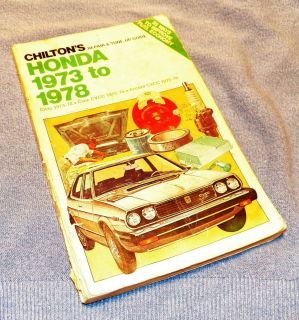 Honda Civic CVCC 1973 78 Chiltons Repair Tune Up Guide Very Good Book