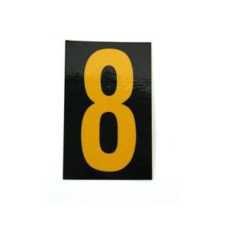 RN258   Number, 8, 2.5 Reflective Yellow Black, Pressure