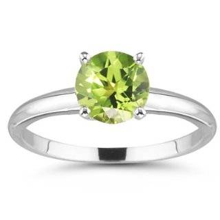 21 0.27) Cts Peridot Solitaire Ring in 14K White Gold 3.0