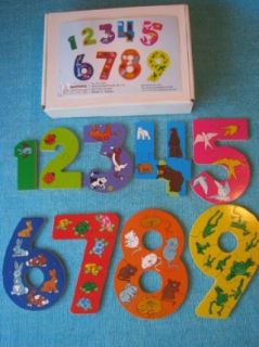 Wooden Learning Value Number 1 9 Puzzle Set: Toys & Games
