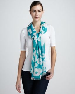 D0FZX kate spade new york picnic floral scarf, aqua/cream