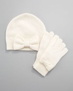  cashmere bow hat gloves sizes 2 6 ivory original $ 48 50 21 22
