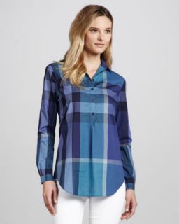 Burberry Brit Exploded Check Tunic, Iris Blue   
