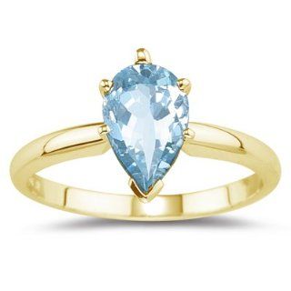 65 Cts Aquamarine Solitaire Ring in 18K Yellow Gold 3.0 Jewelry