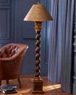 John Richard Collection Wooden Twisted Floor Lamp   