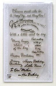 FLONZ Happy Birthday Morning Greeting Vintage Sentences Clear Stamps