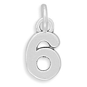 Sterling Silver Charm Pendant Number 6 Six: Jewelry: 