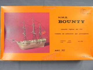  Vintage 1970s Italy Mantua HMS Bounty Wood SHIP Boat Model Kit