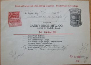 1932 Candy Letterhead Red Cross Hoarhound Cough Drops