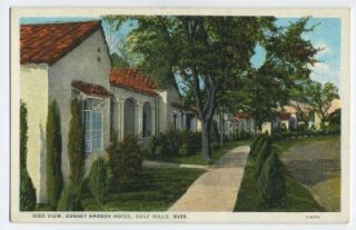 Ocean Springs Mississippi Gulf Hills Sunset Harbor Hotel postcard