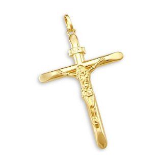 14k Yellow Gold Cross Crucifix Pendant Charm NEW: Jewelry: 